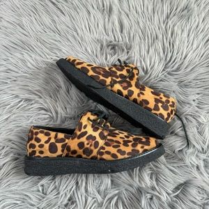 Asos Leopard Print Lace Up Loafers Shoes Pointed Toe